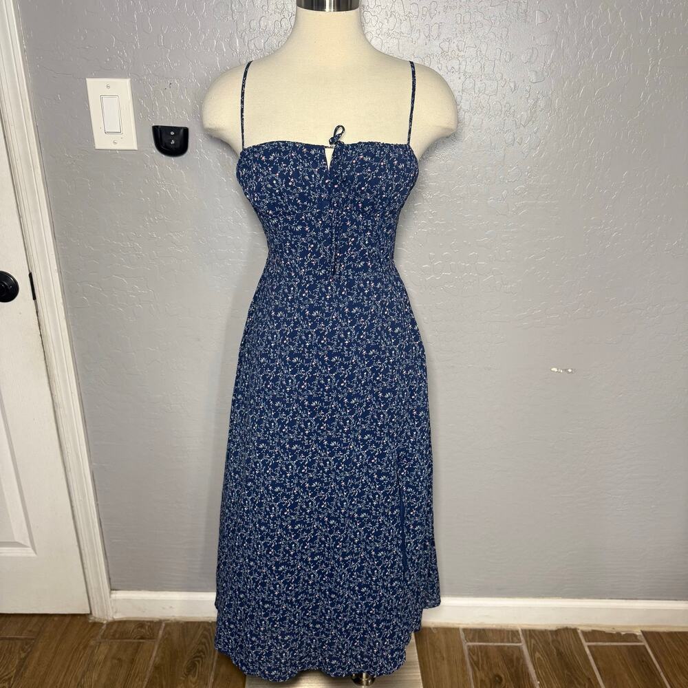 All In Favor Floral Spaghetti Strap Midi Dress, XS